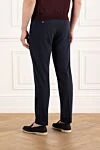 Men's blue trousers with ties and pintucks Lubiam - 69% wool, 28% polyamide. button, zipper, drawstring. Country of manufacture: Italy. Care: specialized cleaning - photo 4