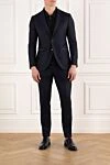 Single-breasted blue suit for men made of wool Lubiam - 100% wool. Closure: buttons. 2 side pockets, one chest pocket. Country of manufacture: Italy. Care: specialized cleaning - photo 2