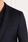 Lubiam Single-breasted blue suit for men made of wool - 100% wool. Closure: buttons. 2 side pockets, one chest pocket. Country of manufacture: Italy. Care: specialized cleaning - photo 5