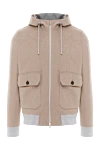 Lubiam Beige wool jacket with patch pockets and hood - contrasting cuffs. 100% wool. Additional: hood. two side pockets. Fastener: zipper, drawstring. Country of manufacture: Italy. Care: specialized cleaning - photo 1