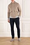 Beige wool jacket with patch pockets and hood Lubiam - contrasting cuffs. 100% wool. Additional: hood. two side pockets. Fastener: zipper, drawstring. Country of manufacture: Italy. Care: specialized cleaning - photo 2