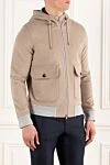 Lubiam Beige wool jacket with patch pockets and hood - contrasting cuffs. 100% wool. Additional: hood. two side pockets. Fastener: zipper, drawstring. Country of manufacture: Italy. Care: specialized cleaning - photo 3