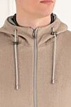Lubiam Beige wool jacket with patch pockets and hood - contrasting cuffs. 100% wool. Additional: hood. two side pockets. Fastener: zipper, drawstring. Country of manufacture: Italy. Care: specialized cleaning - photo 5