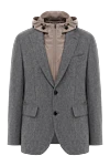 Lubiam Gray men's wool jacket - 100% wool. Additional: hood. two side pockets, one chest pocket. zipper, drawstring, buttons. . Country of origin: Italy. Care: specialized cleaning - photo 1