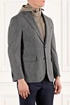 Lubiam Gray men's wool jacket - 100% wool. Additional: hood. two side pockets, one chest pocket. zipper, drawstring, buttons. . Country of origin: Italy. Care: specialized cleaning - photo 3