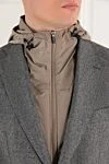 Lubiam Gray men's wool jacket - 100% wool. Additional: hood. two side pockets, one chest pocket. zipper, drawstring, buttons. . Country of origin: Italy. Care: specialized cleaning - photo 5