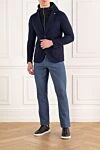 Мужской синий пиджак с трикотажной вставкой на молнии и капюшоном Lubiam - 70% шерсть, 25% нейлон, 5% фибра. пуговицы, молния. 2 боковых кармана, один нагрудный. Страна производитель: Италия. Уход: специализированная чистка - фото 2