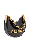 Сумка Soft Moon 1945 из тисненой телячьей кожи черная Balmain - металлический логотип Balmain. 100% телячья кожа. Размеры: 28 x 20,5 x 5,5 см. Длина ремня: регулируемый съемный плечевой ремень с пряжкой и карабинами. внутренний накладной карман, карман для карт из тисненой кожи. застежка-молния. Страна производитель: Италия. Уход: специализированная чистка - фото 4