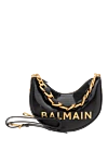 Сумка Soft Moon 1945 из тисненой телячьей кожи черная Balmain - металлический логотип Balmain. 100% телячья кожа. Размеры: 28 x 20,5 x 5,5 см. Длина ремня: регулируемый съемный плечевой ремень с пряжкой и карабинами. внутренний накладной карман, карман для карт из тисненой кожи. застежка-молния. Страна производитель: Италия. Уход: специализированная чистка - фото 6