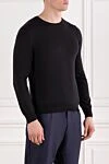 Corneliani Черный шерстяной джемпер мужской с логотипом - логотип бренда. 100% шерсть. Страна производитель: Италия. Уход: специализированная чистка - фото 3