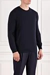 Corneliani Классический джемпер прямого кроя из шерсти синего цвета
 - 100% шерсть. Цвет: синий. . . Страна производитель: Италия. Уход: специализированная чистка - фото 3