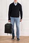 Wool and cashmere turtleneck zip troyer navy Corneliani - 90% wool, 10% cashmere. Fastener: zipper. Country of origin: Italy. Care: specialized cleaning - photo 2