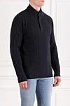 Corneliani Wool and cashmere turtleneck zip troyer navy - 90% wool, 10% cashmere. Fastener: zipper. Country of origin: Italy. Care: specialized cleaning - photo 3