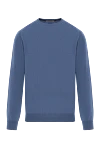 Corneliani Голубой мужской джемпер из шерсти и кашемира с круглым вырезом - 90% шерсть, 10% кашемир. Страна производитель: Италия. Уход: специализированная чистка - фото 1