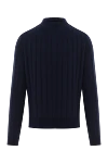 Long sleeve wool polo shirt blue with textured knit Corneliani - relief stripe pattern. 100% wool. Fastener: buttons. Country of manufacture: Italy. Care: specialized cleaning - photo 6