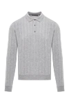 Corneliani Серое трикотажное поло с длинным рукавом и вертикальной вязкой - узор полоска. 100% шерсть. пуговицы. . Страна производитель: Италия. Уход: специализированная чистка - фото 1