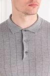 Corneliani Серое трикотажное поло с длинным рукавом и вертикальной вязкой - узор полоска. 100% шерсть. пуговицы. . Страна производитель: Италия. Уход: специализированная чистка - фото 5