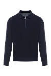 Corneliani Темно-синее трикотажное поло с рельефной вязкой и молнией - рельефная текстура. 100% шерсть. молния. . Страна производитель: Италия. Уход: специализированная чистка - фото 1