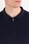 Corneliani Темно-синее трикотажное поло с рельефной вязкой и молнией - рельефная текстура. 100% шерсть. молния. . Страна производитель: Италия. Уход: специализированная чистка - фото 5
