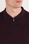 Corneliani Поло с длинным рукавом из шерсти с рельефной текстурой и молнией бордовое - фактурное плетение. 100% шерсть. Цвет: бордовое. молния. . Страна производитель: Италия. Уход: специализированная чистка - фото 5
