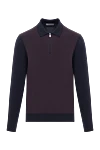 Corneliani Polo shirt with textured burgundy insert and dark blue zip sleeves
 - burgundy insert. 100% wool. Fastener: zipper. . Country of origin: Italy. Care: specialized cleaning - photo 1