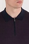 Corneliani Polo shirt with textured burgundy insert and dark blue zip sleeves
 - burgundy insert. 100% wool. Fastener: zipper. . Country of origin: Italy. Care: specialized cleaning - photo 5