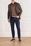 Long sleeve polo shirt in brown wool with contrast sleeves and collar Corneliani - Contrast sleeves and collar. Material: 100% wool. zip. . Country of origin: Italy. Care: specialized cleaning - photo 2