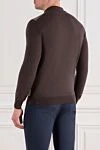 Long sleeve polo shirt in brown wool with contrast sleeves and collar Corneliani - Contrast sleeves and collar. Material: 100% wool. zip. . Country of origin: Italy. Care: specialized cleaning - photo 4