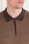 Corneliani Long sleeve polo shirt in brown wool with contrast sleeves and collar - Contrast sleeves and collar. Material: 100% wool. zip. . Country of origin: Italy. Care: specialized cleaning - photo 5