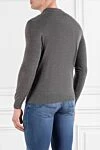 Polo shirt with voluminous weave and long sleeves gray men's Corneliani - checkered pattern. 100% wool. Fastener: buttons. Country of manufacture: Italy. Care: specialized cleaning - photo 4