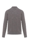 Polo shirt with voluminous weave and long sleeves gray men's Corneliani - checkered pattern. 100% wool. Fastener: buttons. Country of manufacture: Italy. Care: specialized cleaning - photo 6