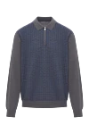 Corneliani Көгілдір жақкарды жүннен жасалған поло жейде, сыдырма және сұр жеңдер - Құрамы: 100% жүн. Бекіткіш: найзағай. . Шығарылған елі: Италия. Күтім: мамандандырылған тазалау - фото 1