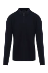 Corneliani Вязаное синее поло с длинным рукавом из шерсти - 100% шерсть. молния. . Страна производитель: Италия. Уход: специализированная чистка - фото 1