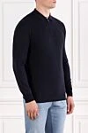 Corneliani Вязаное синее поло с длинным рукавом из шерсти - 100% шерсть. молния. . Страна производитель: Италия. Уход: специализированная чистка - фото 3