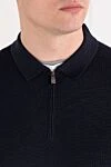 Corneliani Вязаное синее поло с длинным рукавом из шерсти - 100% шерсть. молния. . Страна производитель: Италия. Уход: специализированная чистка - фото 5