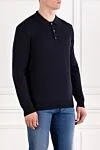 Corneliani Синее шерстяное поло с длинным рукавом на пуговицах - 100% шерсть. пуговицы. . Страна производитель: Италия. Уход: специализированная чистка - фото 3