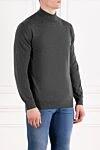 Corneliani Мужской джемпер с воротником стойкой из шерсти серого цвета - 100% шерсть. Страна производитель: Италия. Уход: специализированная чистка - фото 3