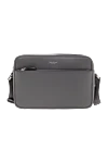 Serapian East West Messenger Bag in Gray Leather for Men - Decoration: brand logo. Material: 100% Italian embossed calfskin. Dimensions: 25x17x7 cm. Front zipped pocket and flat pocket inside. Zipper. . . Country of origin: Italy. Care: Specialized cleaning - photo 1
