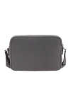 East West Messenger Bag in Gray Leather for Men Serapian - Decoration: brand logo. Material: 100% Italian embossed calfskin. Dimensions: 25x17x7 cm. Front zipped pocket and flat pocket inside. Zipper. . . Country of origin: Italy. Care: Specialized cleaning - photo 4