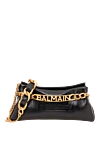 Balmain Мягкая сумочка-клатч 1945 года из тисненой мятой телячьей кожи с монограммой - логотип бренда. 100% телячья кожа. магнитная застежка. Размеры: 31 x 13 x 5,5 см. внутренний накладной карман, rарман для карт из тисненой кожи. Длина ремня: съемный плечевой ремень-цепочка с переплетенной кожаной цепочкой и карабинами.. Страна производитель: Италия. Уход: специализированная чистка - фото 5