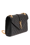 Saint Laurent Классическая черная сумка-конверт с клапаном из тисненой кожи Grain de Poudre - стежка в виде шевронов и ромбов. 100% кожа натуральная. Размеры: 24 x 17,5 x 6 см. один внешний задний карман. Длина ремня: длина цепочки от 30 до 52 СМ. магнитная защелка. Страна производитель: Италия. Уход: специализированная чистка - фото 3