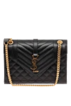 Saint Laurent Классическая черная сумка-конверт с клапаном из тисненой кожи Grain de Poudre - стежка в виде шевронов и ромбов. 100% кожа натуральная. Размеры: 24 x 17,5 x 6 см. один внешний задний карман. Длина ремня: длина цепочки от 30 до 52 СМ. магнитная защелка. Страна производитель: Италия. Уход: специализированная чистка - фото 5