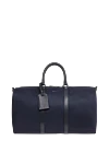 Kiton Дорожная синяя сумка из текстиля с кожаной отделкой и красными стежками - красные стежки. 90% полиамид, 10% кожа натуральная. молния. Страна производитель: Италия. Уход: специализированная чистка - фото 1