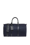 Kiton Дорожная синяя сумка из текстиля с кожаной отделкой и красными стежками - красные стежки. 90% полиамид, 10% кожа натуральная. молния. Страна производитель: Италия. Уход: специализированная чистка - фото 5
