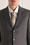 Silk tie with geometric pattern beige Dolce & Gabbana - print. 100% silk. Size: 150x8 cm. Country of manufacture: Italy. Care: specialized cleaning - photo 2