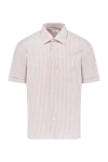 Borrelli White cotton shirt for men - stripe pattern. 100% cotton. Closure: buttons. Country of manufacture: Italy. Care: specialized cleaning - photo 1