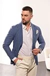 Silk gray men's pouchette Armani - print strip. 100% silk. Country of origin: Italy. Care: specialized cleaning - photo 4