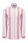 Canali Men's white linen shirt - stripe pattern. 100% linen. Closure: buttons. Country of manufacture: Italy. Care: specialized cleaning - photo 1