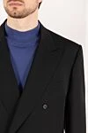 Canali Костюм мужской из шерсти и мохера черный - Шлица. 84% шерсть, 16% мохер. Пуговицы, крючок. Нагрудный карман, два кармана с клапанами. Карманы (внутренние): Три кармана. Два боковых кармана, два кармана сзади на пуговицах. 100% купро. Страна производитель: Италия. Уход: специализированная чистка - фото 5