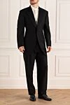 Black wool and silk men's suit Canali - Slit. 60% wool, 40% silk. Closure: Buttons, hook. Chest pocket, two flap pockets. Three pockets. Two side pockets, two back pockets with buttons. Lining: 100% cupro. Country of origin: Italy. Care: specialized cleaning - photo 2